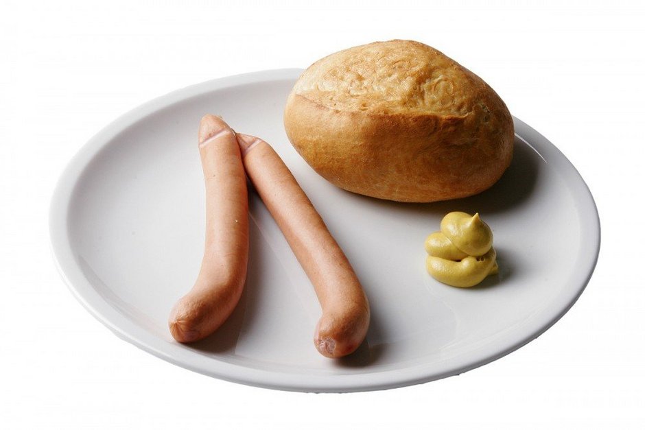 Paar Wiener mit Kaiserbrötchen